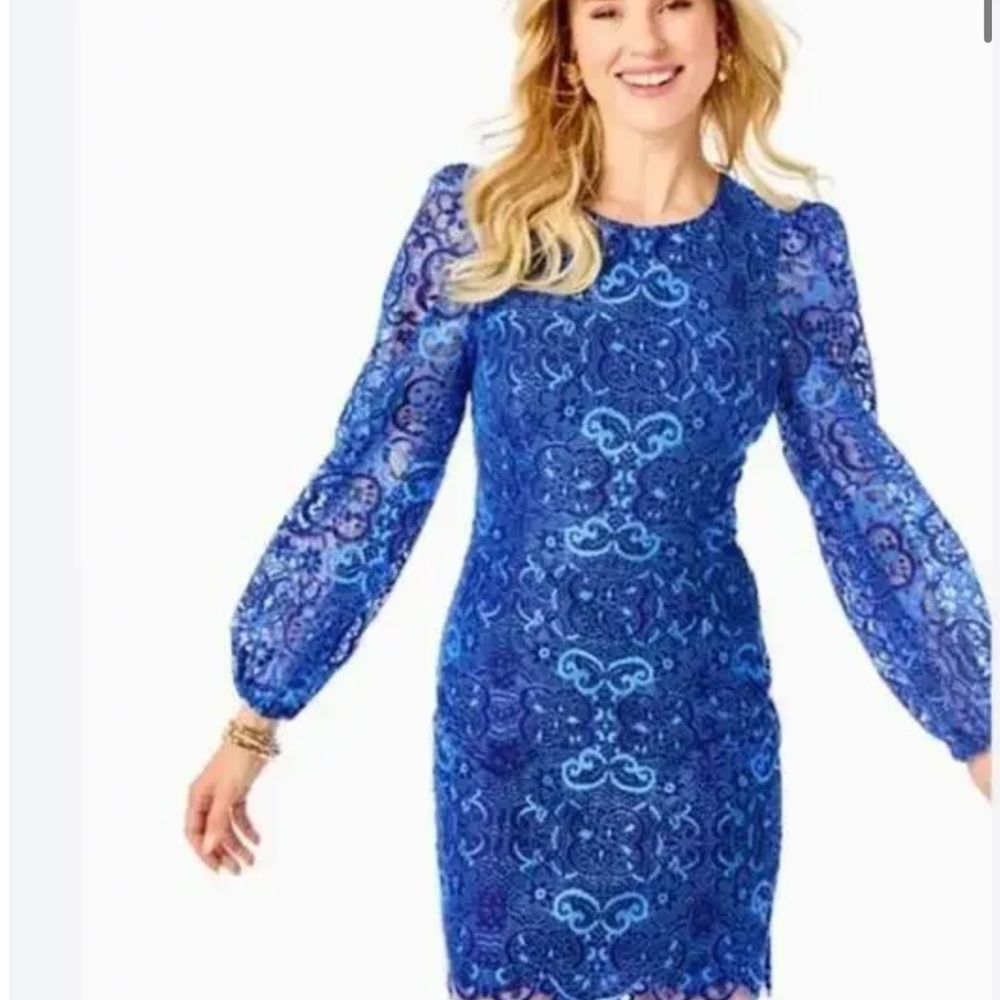 Lilly Pulitzer Royal Blue Lace Long Sleeve Dress